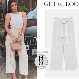 Zara 100% Linen High Waisted Pant